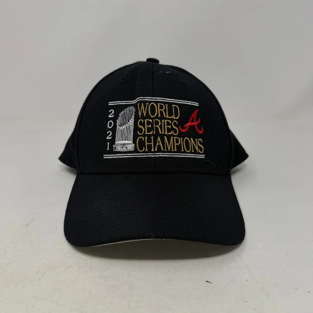 Atlanta Braves Hat Mens OSFA Black MLB Baseball 2021 World Series '47 EUC